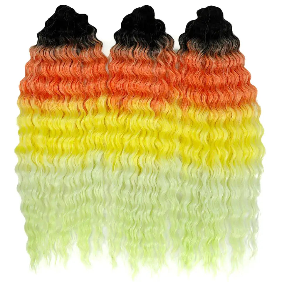 Simples Market FASHION IDOL 3-pack 300g 22in Ariel Curl water wave crochet hair extensions, rainbow ombre