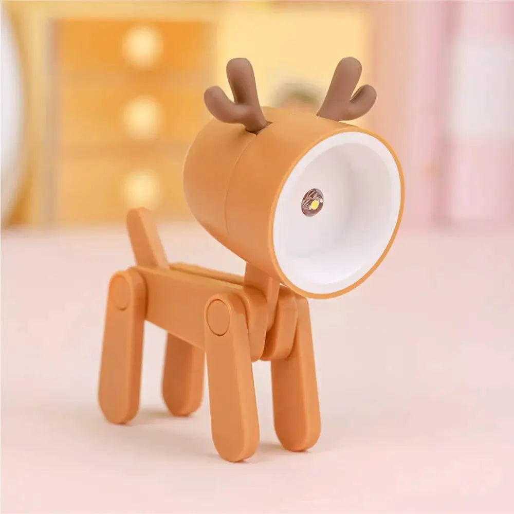 LED mini night light deer desk lamp in orange with foldable legs by Simples Market