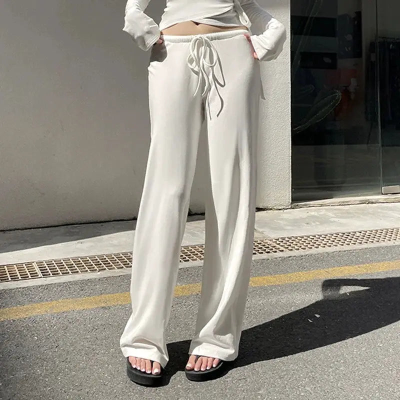 Absobe 2 Piece Leisure Suit Women Flare Sleeve Crop Cardigan Pants