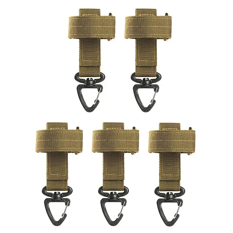 Simples Market khaki nylon straps with metal carabiner clips, set of six