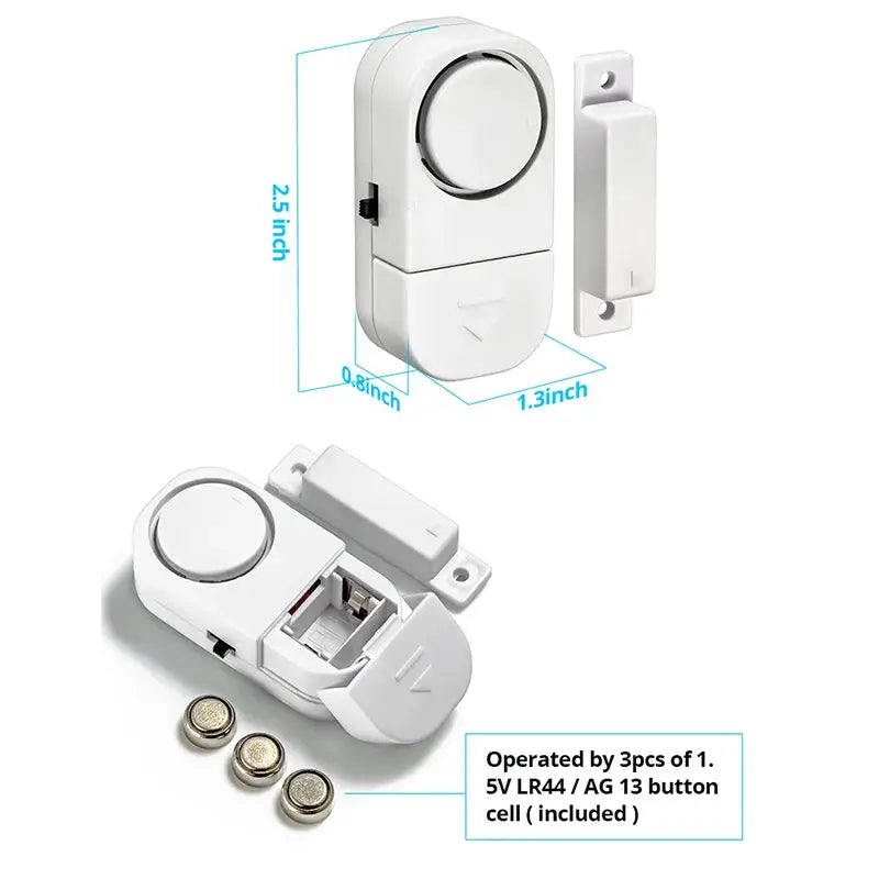 Simples Market white door magnetic sensor window alarm, wireless security system with 90dB alert and batteries included