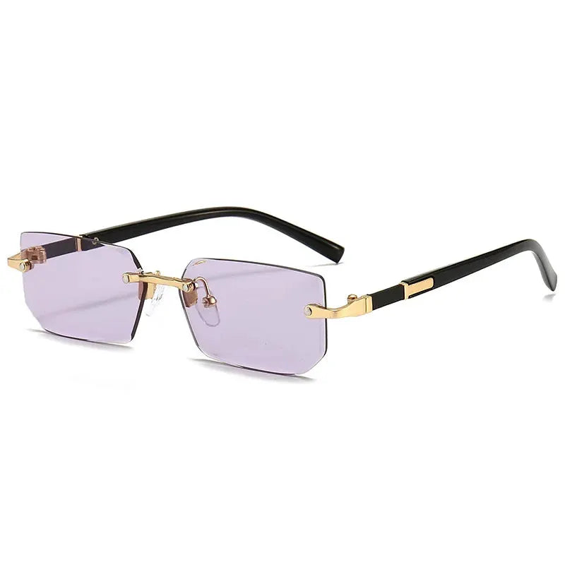NovaVista Rimless Rectangle Sunglasses Unisex Lightweight Small Square Shades With Mirror Lenses For Summer Travel