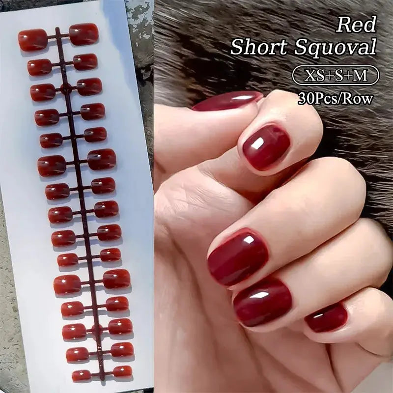 GlamNail Matte Nude Press On Nails Full Cover Easy Quick Extension 30 Piece Set For At Home Manicure