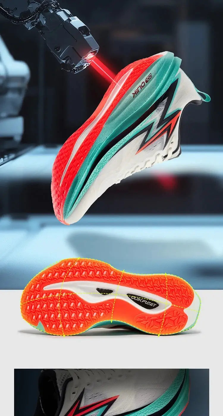 361 Degrees Flame 4.0 MIX men's running shoes with orange outsole, teal midsole, white upper