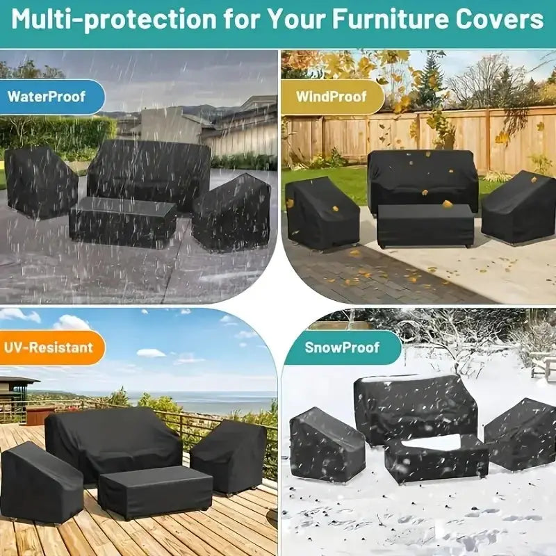 4pc patio furniture covers set by Simples Market, black heavy-duty waterproof outdoor covers