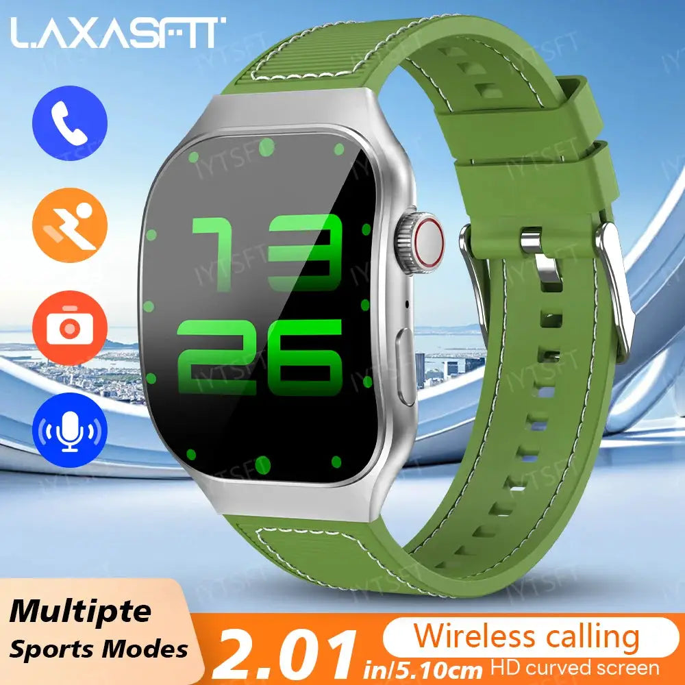 LAXASFIT 2.01 Inch Curved Screen Smart Watch Bluetooth 5.3 HD Super AMOLED Display Multi Sports Modes