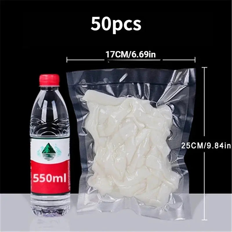 50 Pack Vacuum Sealer Bags Airtight Transparent Food Storage Bags For Meat Fruits And Vegetables