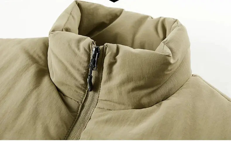 Simples Market men's fleece sleeveless vest waistcoat in tan with high zip collar