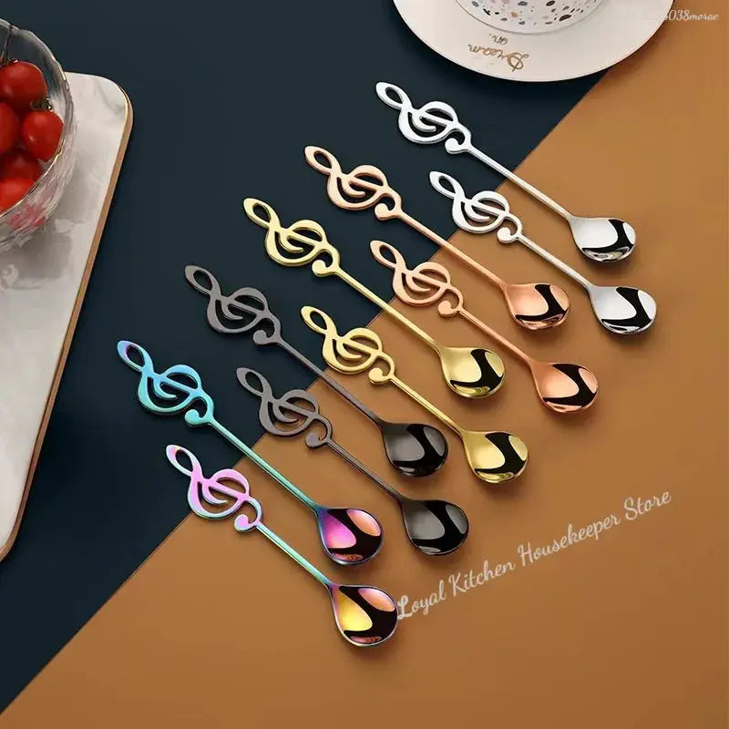 Stainless Steel Musical Note Spoon Coffee Ice Cream Desserts Teaspoon Creative Kitchen Accessory Dining Decor