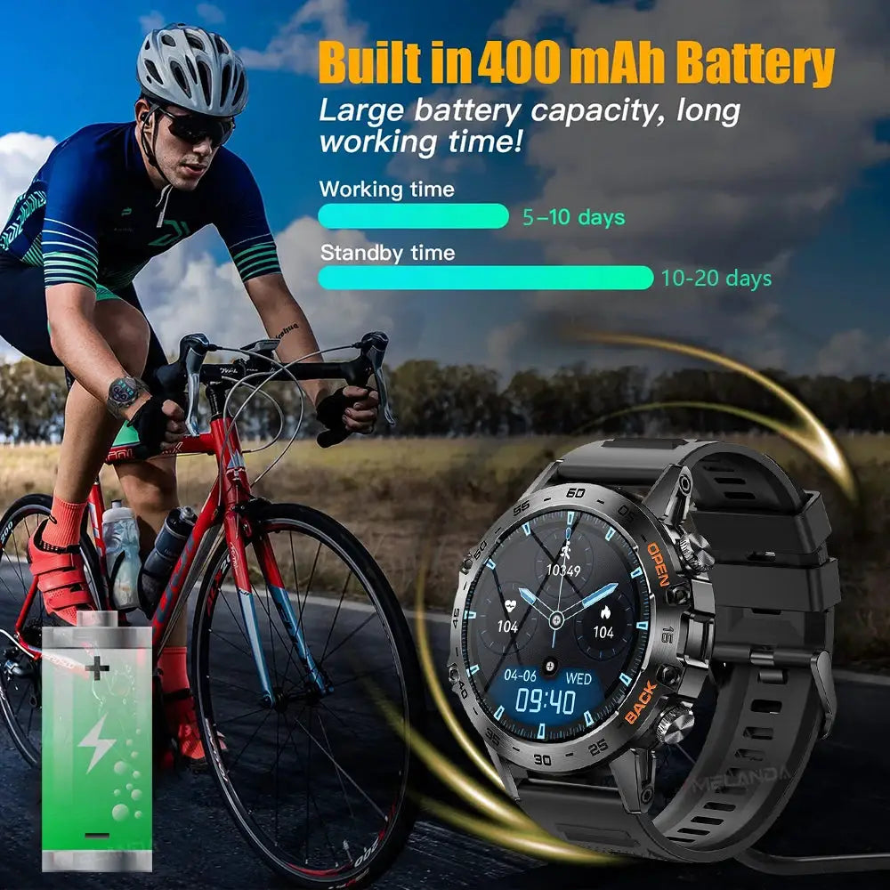 Mevaden Steel 1.39 Bluetooth Call Smart Watch MD52 IP67 Waterproof Fitness Tracker For Android iOS