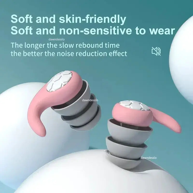 Silicone Noise Cancelling Earplugs Three Layer Noise Filter for Sleep and Swimming Waterproof