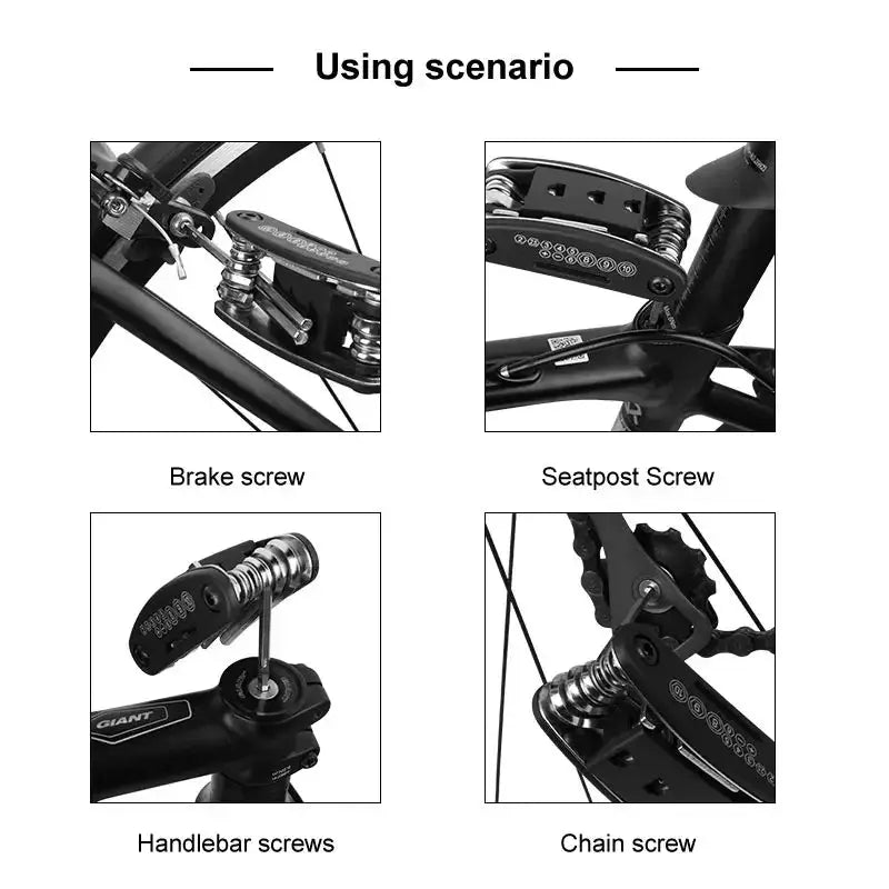 16 In 1 Multipurpose Bike Repair Tool Kit Bicycle Multi Tool with Screwdrivers Tire Levers Hex Spoke Wrench Folding
