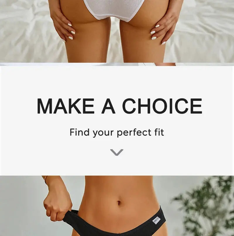 FINETOO women's cotton panties, two pairs shown from a 3-piece set; white and black briefs, sizes M–XXL