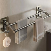 NovaWall Wall Mounted Towel Rack With Two Bars No Drill Installation For Bathroom And Kitchen