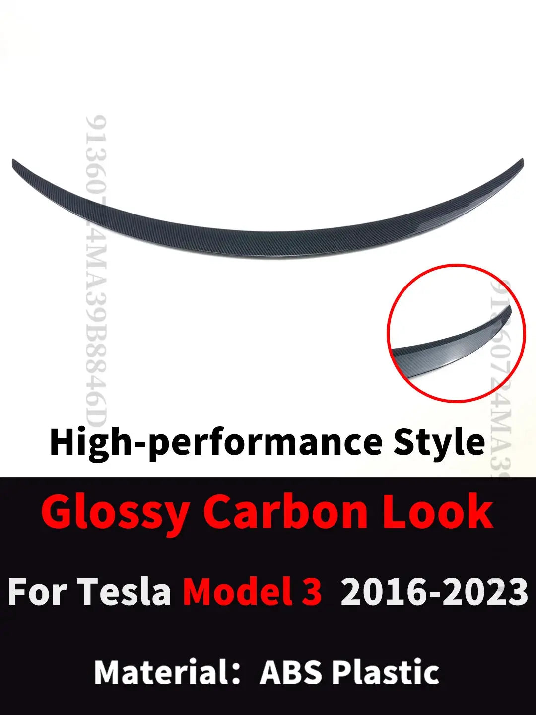 Simples Market glossy carbon fiber rear spoiler for Tesla Model 3/Y (2016–2023), high-performance styling