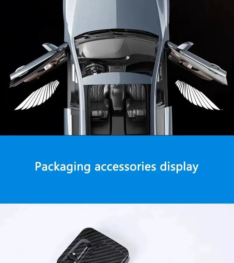 Wireless HD Laser Car Door Projector by Simples Market; battery-powered LED welcome lights (2/4 pcs) for night entry