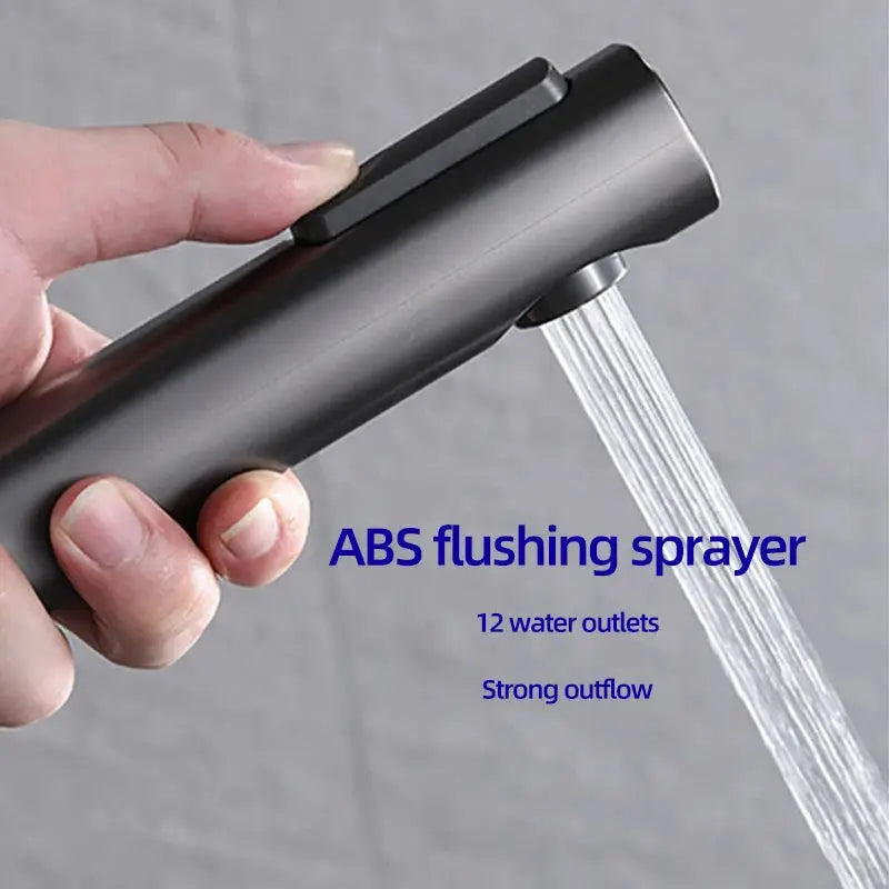 Baokemo ABS handheld bidet sprayer by Simples Market, black ABS plastic, G1/2 connector, 12 outlets, no-drill bracket