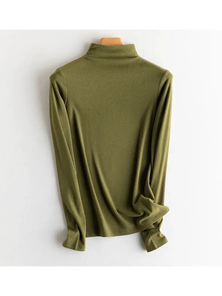 SuyaDream Women Silk Viscose Thermal Base Layer Top With Turtleneck For Warmth And Style