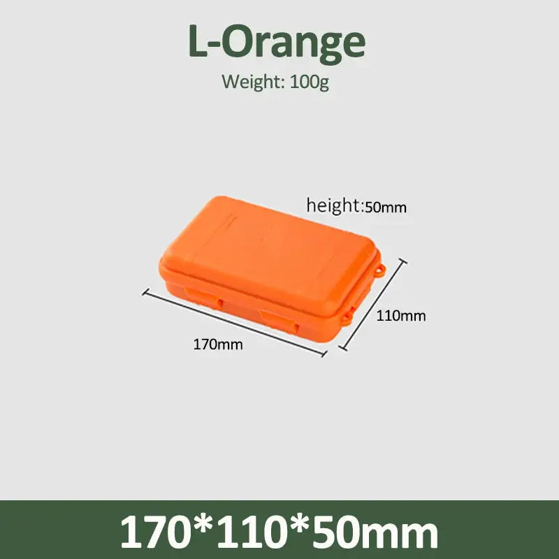 Survival storage box by Simples Market, orange plastic waterproof sealed case, 170x110x50mm