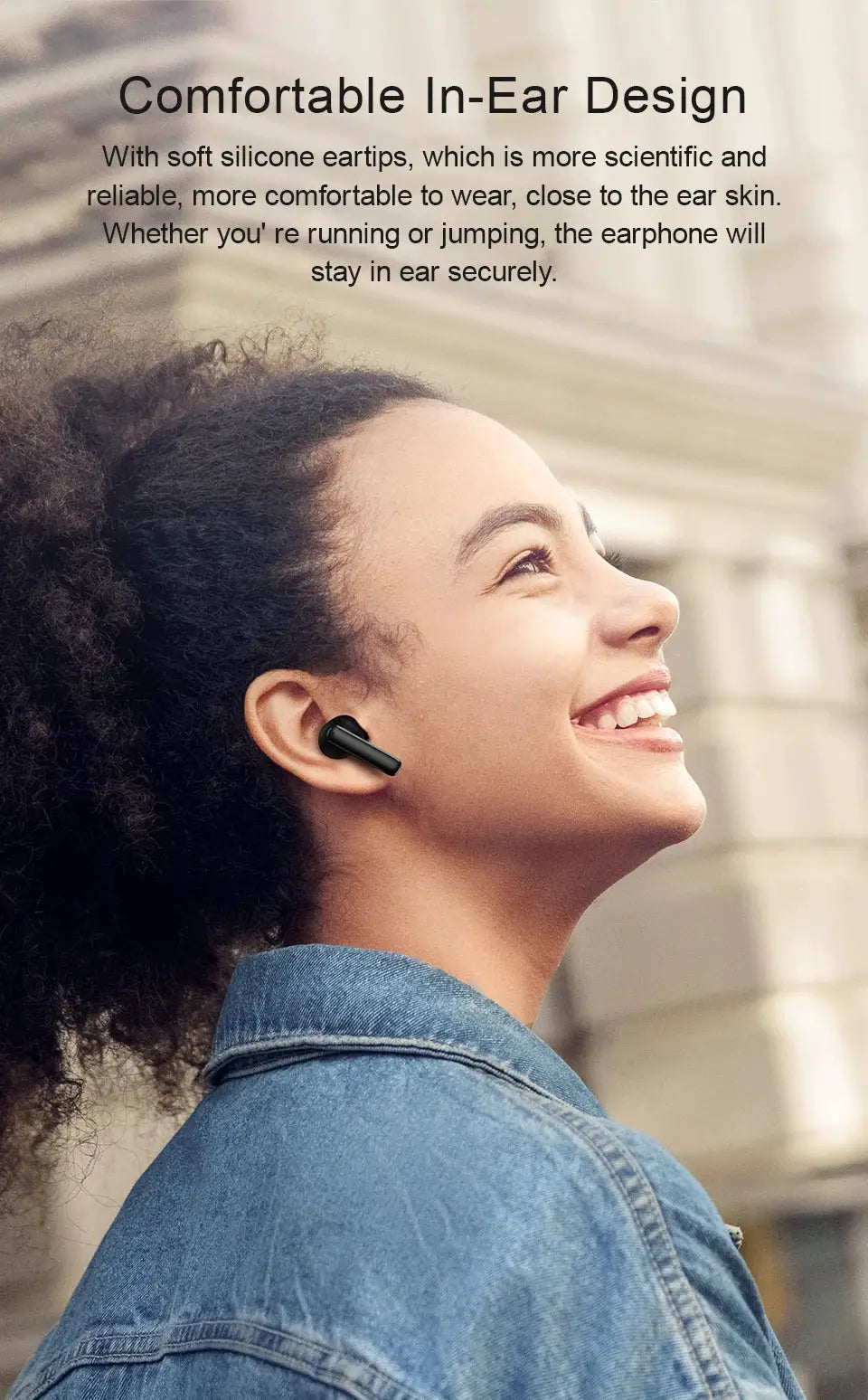 QCY T13 ANC wireless earphones, black in-ear earbuds with Bluetooth 5.3