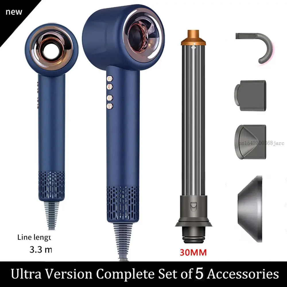 Simples Market Super Hair Dryer 220V leafless personal hair care with 5 attachments in blue