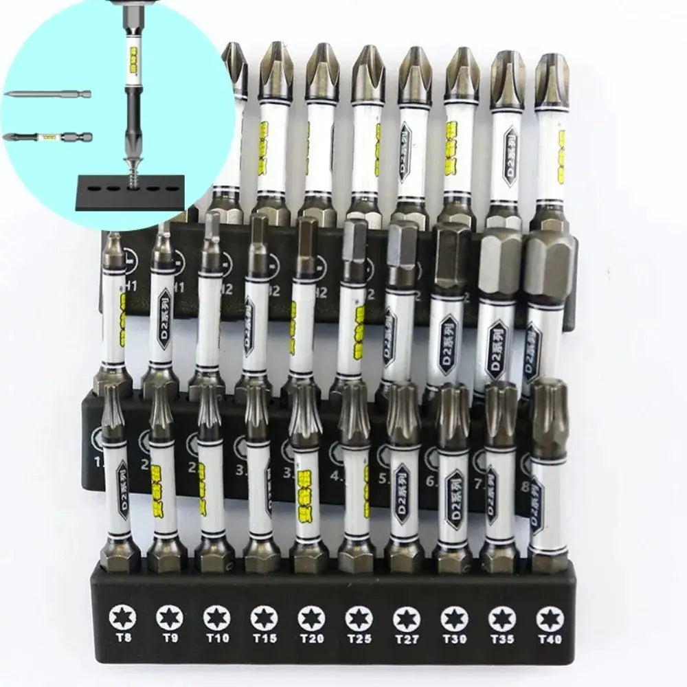 2024 Upgraded One Quarter Inch Screwdriver Bit Set for Impact Drills with Magnetic Tamper Proof Torx Hex and Cross Head Bits