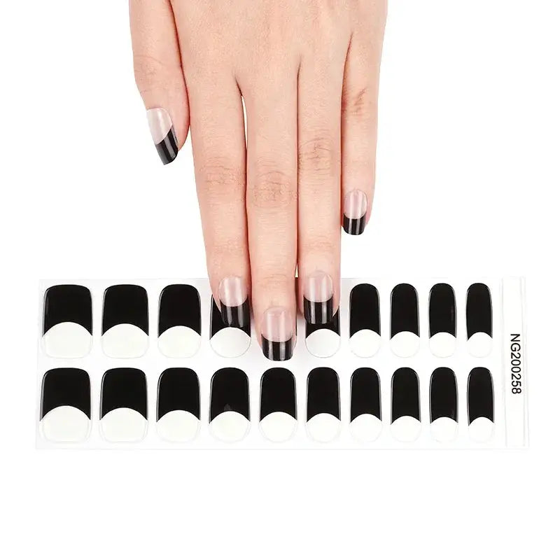 NailLux Semi Cured Nail Wraps For 16 To 20 Tips Easy Full Cover Adhesive Press On Nails Gel Finish UV LED Compatible