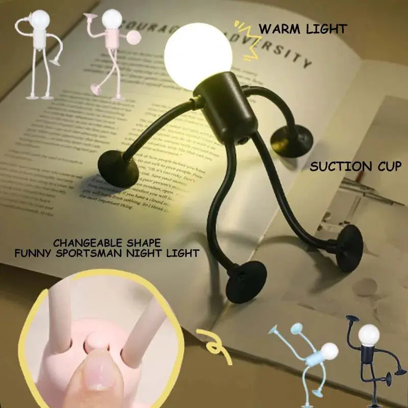 Simples Market changeable-shape sportsman night light with warm bulb, suction-cup base, button battery