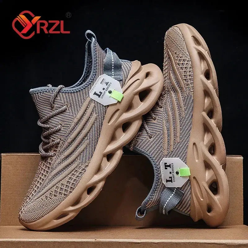 YRZL Men and Women Running Shoes Black Breathable Mesh Casual Sneakers Outdoor Shock Absorption