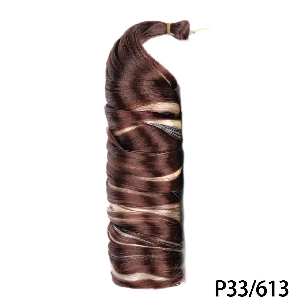 Simples Market French Curls 24in synthetic spiral braiding hair; brown with blonde highlights bundle