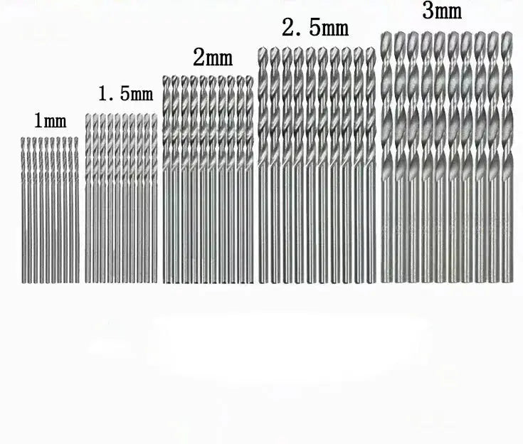 50 Pieces Titanium Coated High Speed Steel Drill Bit Set Hex Shaft Straight Spiral Bits For Metal Wood Plastic Drilling