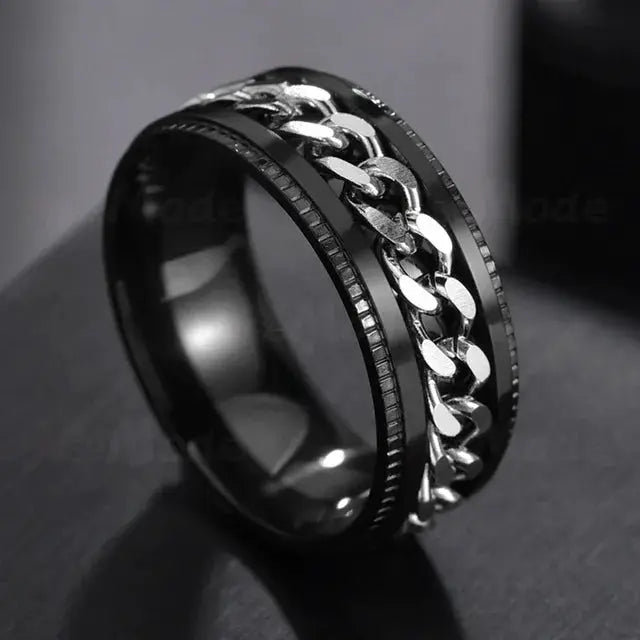 Stainless Steel Rotating Chain Ring for Men and Women High Quality Spinner Punk Jewelry for Parties Gift