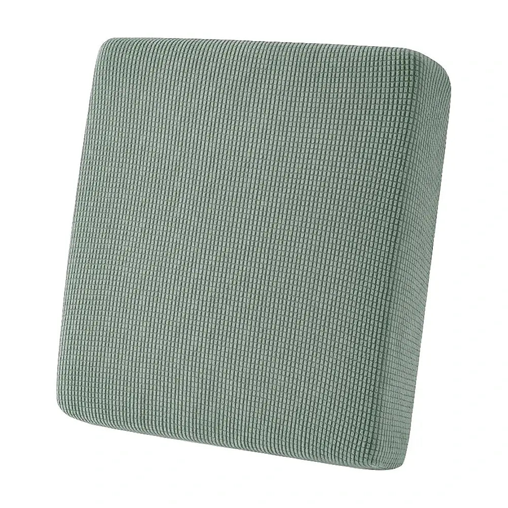 Jacquard patio sofa cushion cover in sage green with a waffle texture, universal outdoor stretch protector
