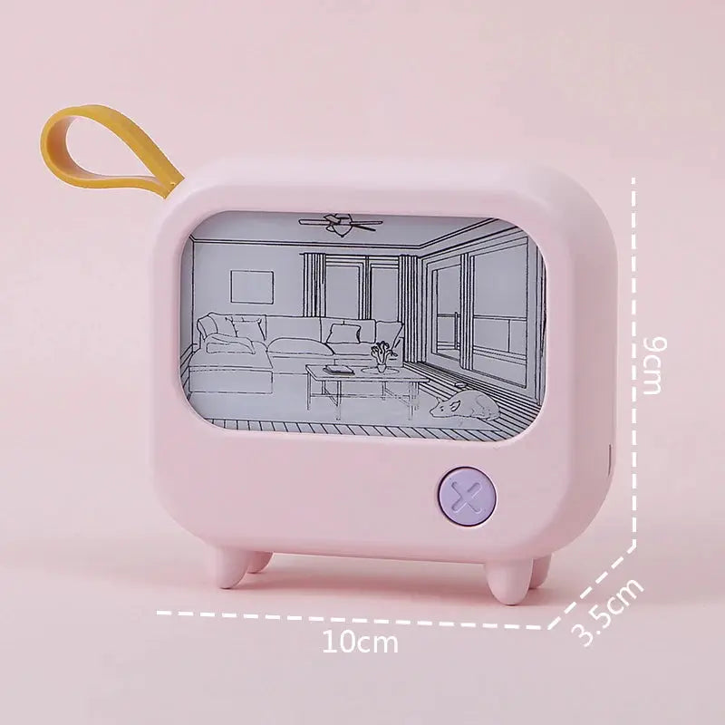 Simples Market TV painting night light LED pink mini desk lamp with yellow strap for kids' room decor
