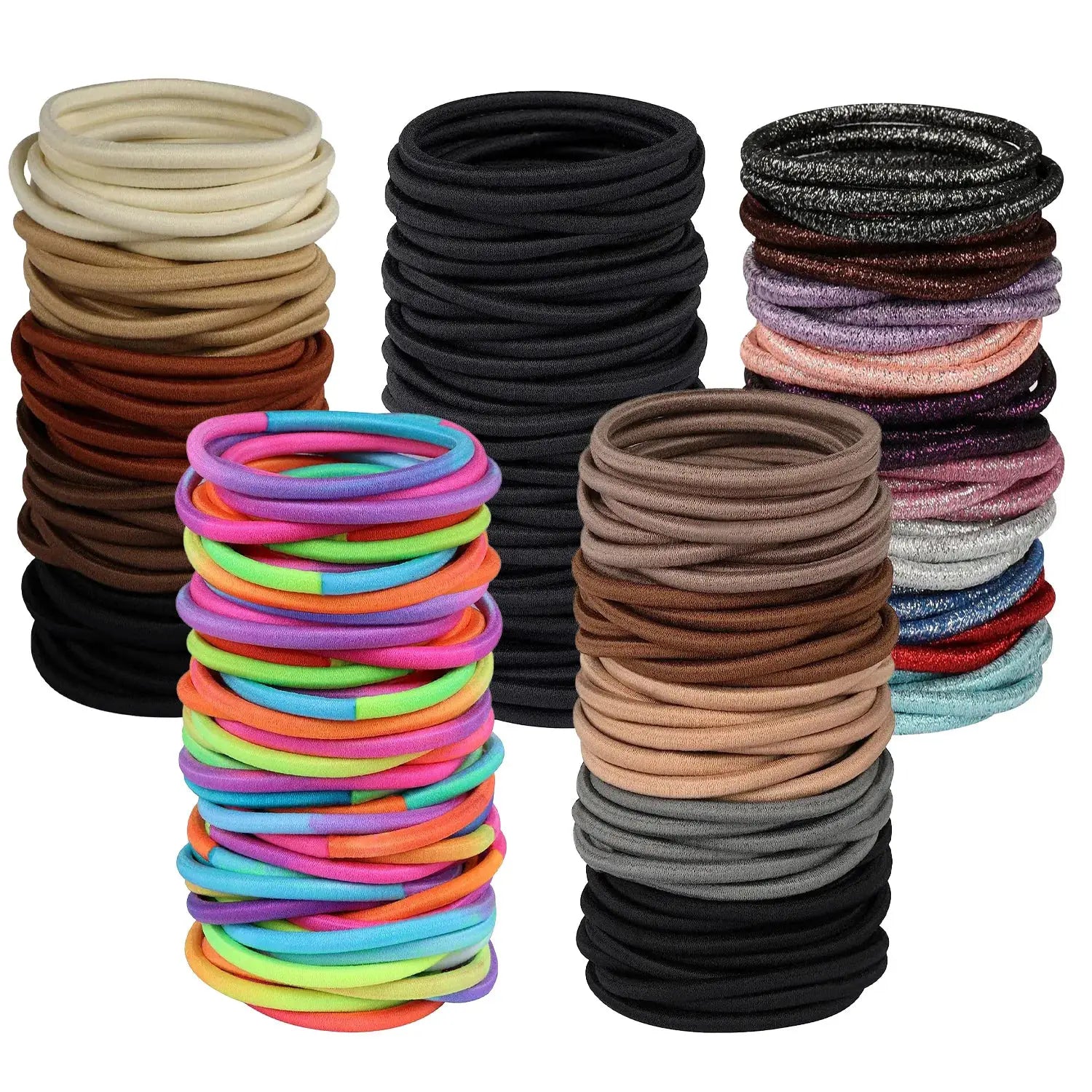4mm Elastic Hair Ties Bands No Damage Nylon Mix Colors Bulk Pack 10 Or 50 Pcs For Men Women Girls And Boys
