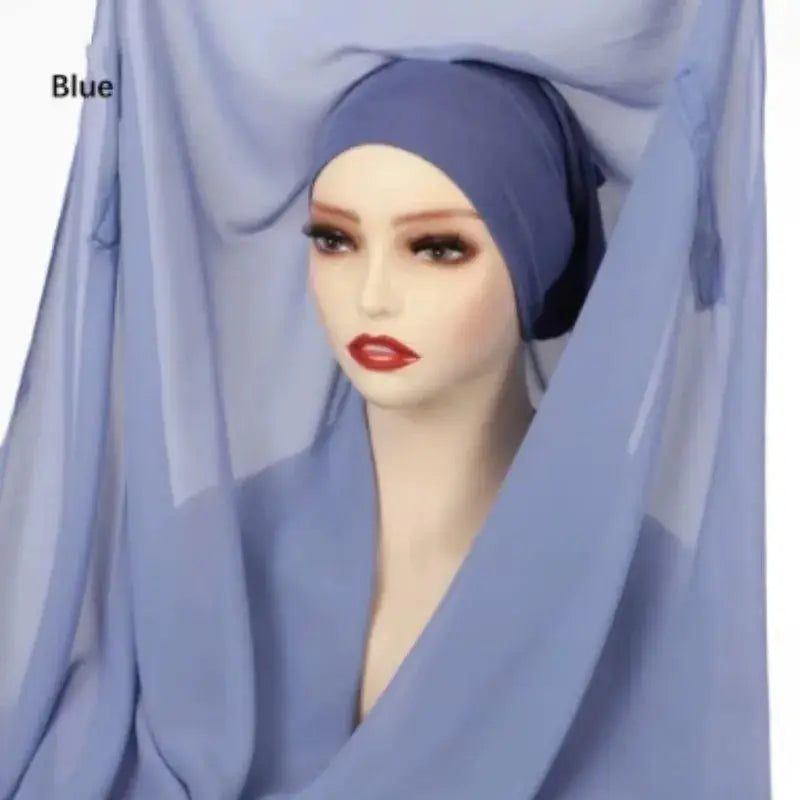 NovaVibe Instant Chiffon Hijab Magnetic Buckle Solid Color Muslim Scarf Effortless Wear