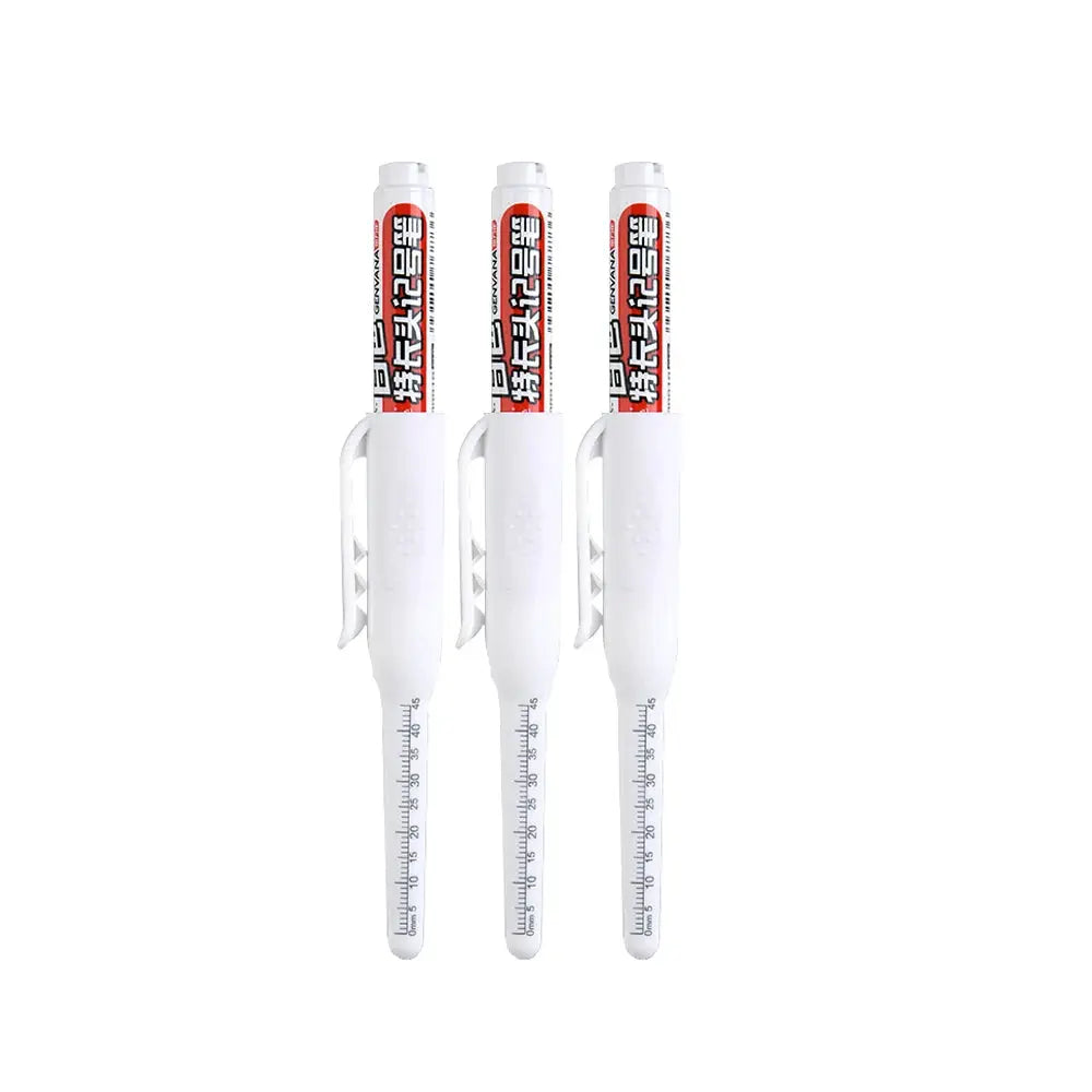 Deep-hole marker pens by Simples Market, 45mm waterproof, white body, 3-pack.
