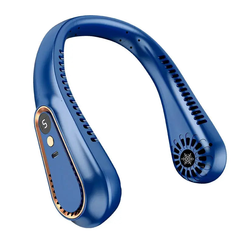 Free Hands No Leaf Neck Hanging Fan Portable Mini Turbine Fan With Digital Display USB Charging For Outdoor Hiking Camping