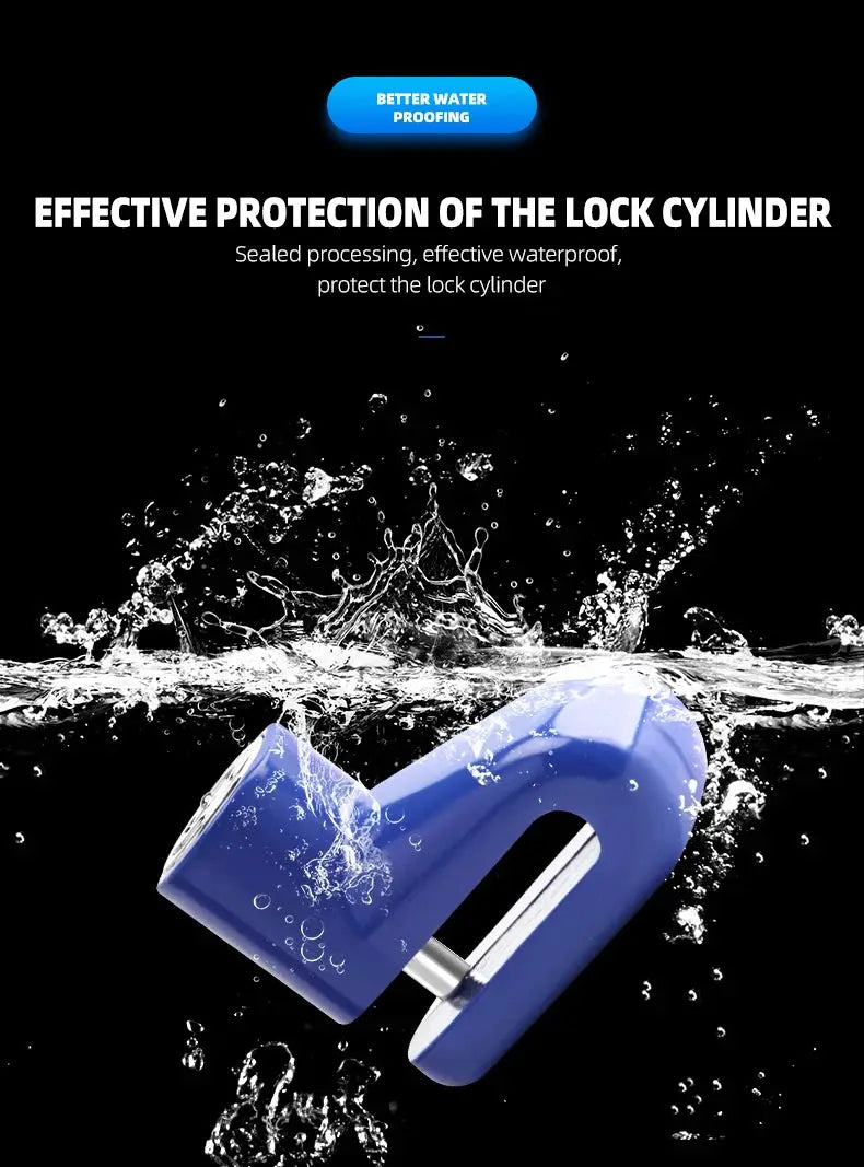 Simples Market blue motorcycle disc brake lock, anti-theft security device, waterproof