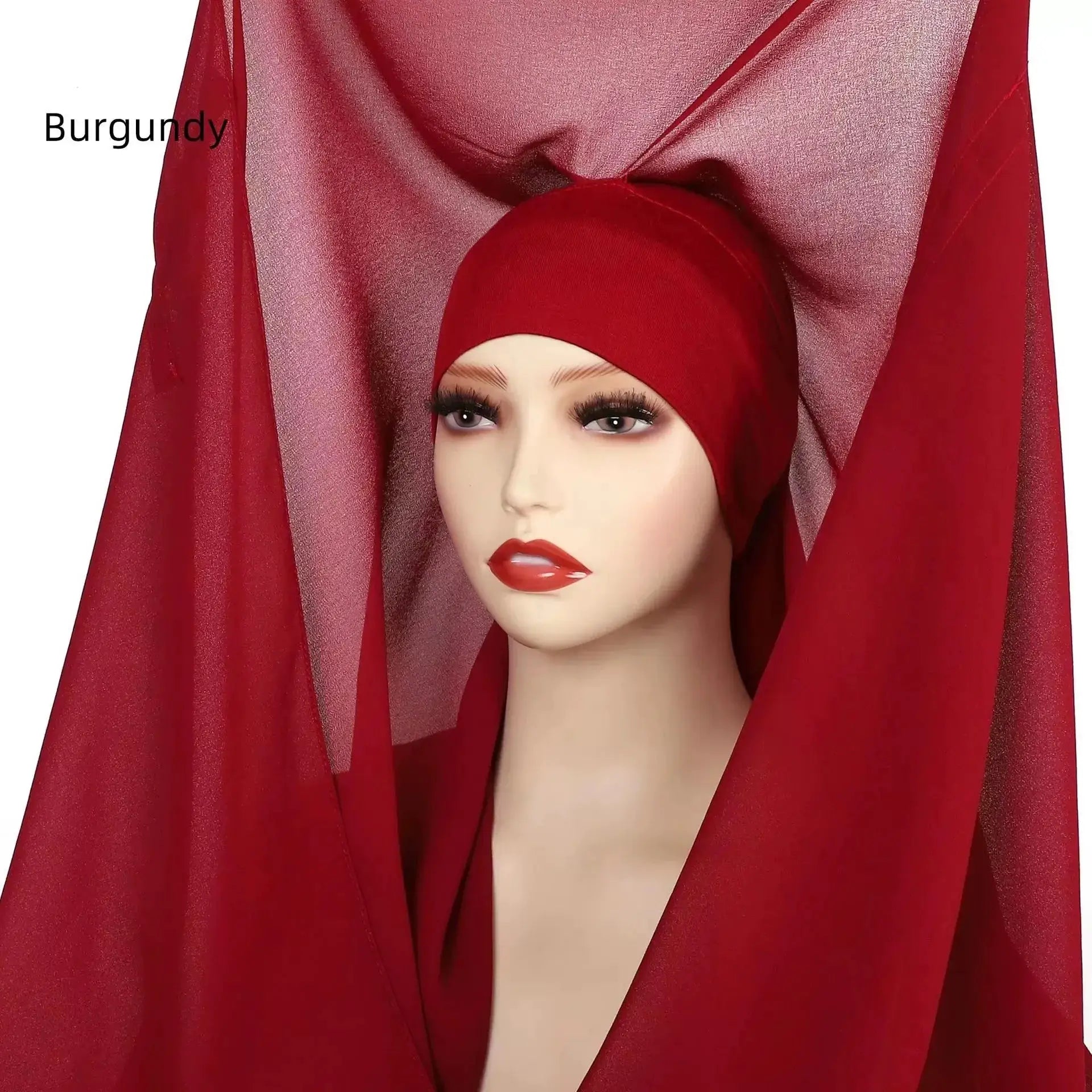 NovaVibe Instant Chiffon Hijab Magnetic Buckle Solid Color Muslim Scarf Effortless Wear