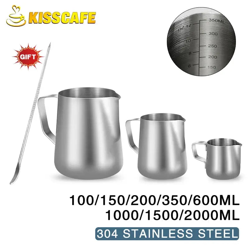 Stainless Steel Milk Frother Jug 100ml 350ml 600ml Frothing Pitcher For Coffee Latte Barista Espresso Maker Accessory