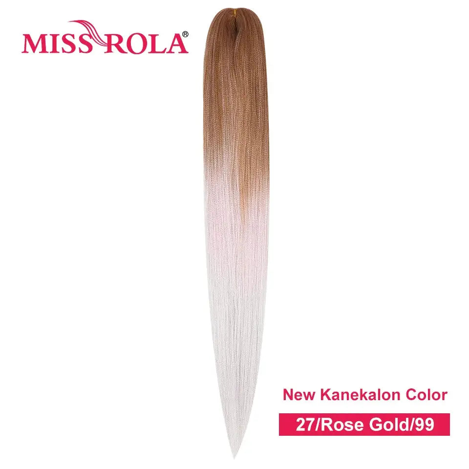 Miss Rola synthetic Kanekalon hair braid extension in rose gold gradient, 30 inch, pre-stretched yaki straight