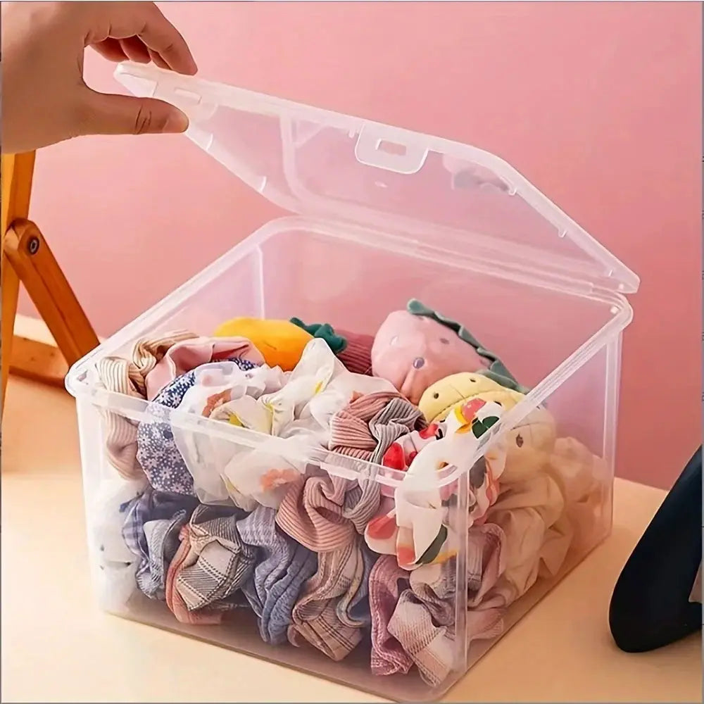 Large Clear Plastic Storage Box Stackable for Office Supplies and Files, Ideal for Home School Office, Rectangular