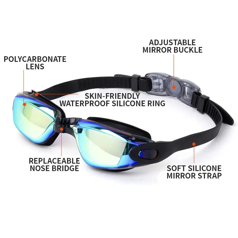 High Definition Swimming Goggles For Adults Silicone Universal Fit Waterproof Anti Fog Electroplating Lenses New Style