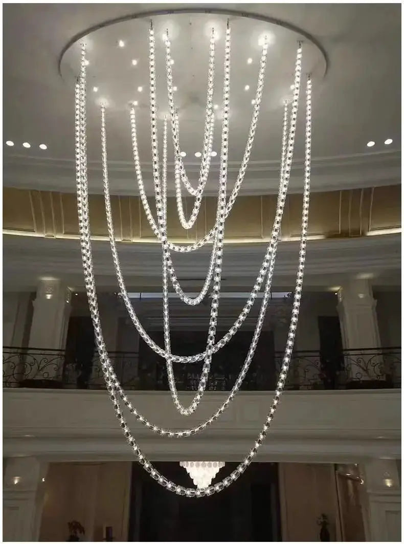 Simples Market necklace chandelier ceiling light with multi-strand crystal acrylic beads, adjustable length