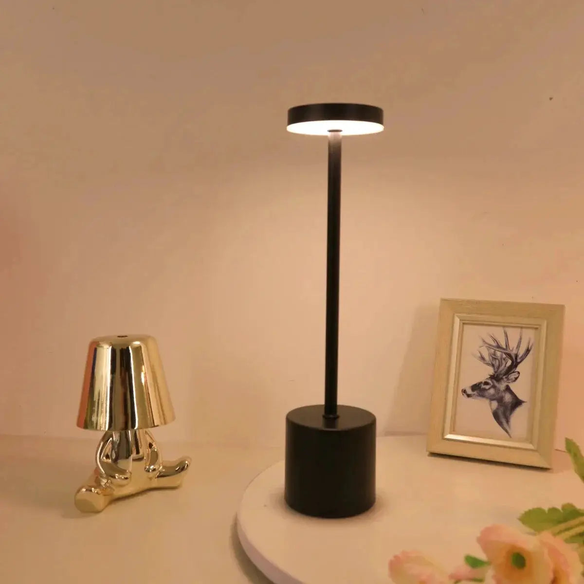 LumaNova Classic USB Rechargeable Table Lamp With Stepless Dimming, Touch Control, Night Light, And 3 Color Options