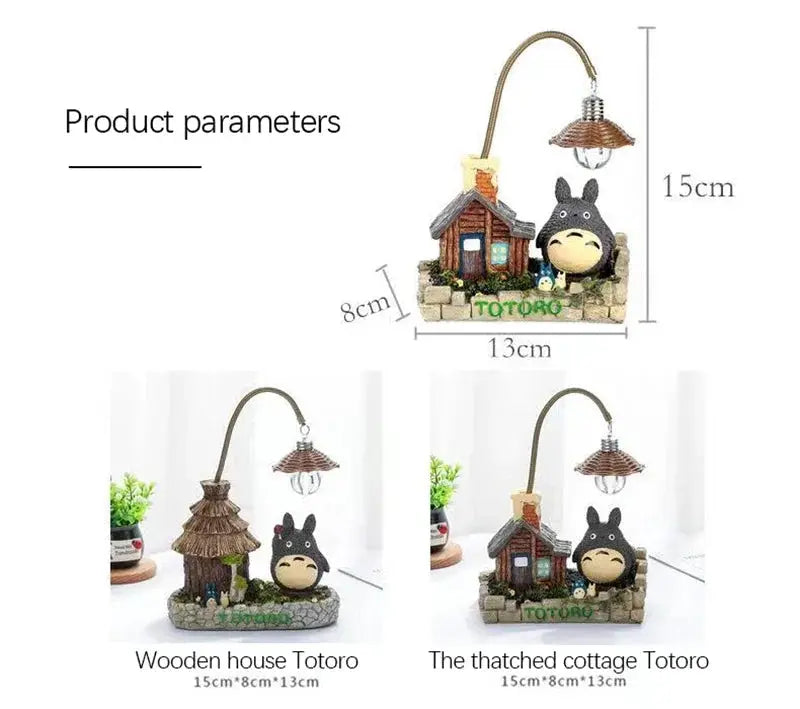 Creativity LED Desk Lamp Totoro figure by Simples Market with cottage designs (2 variants) and hanging bulb, 15cm tall