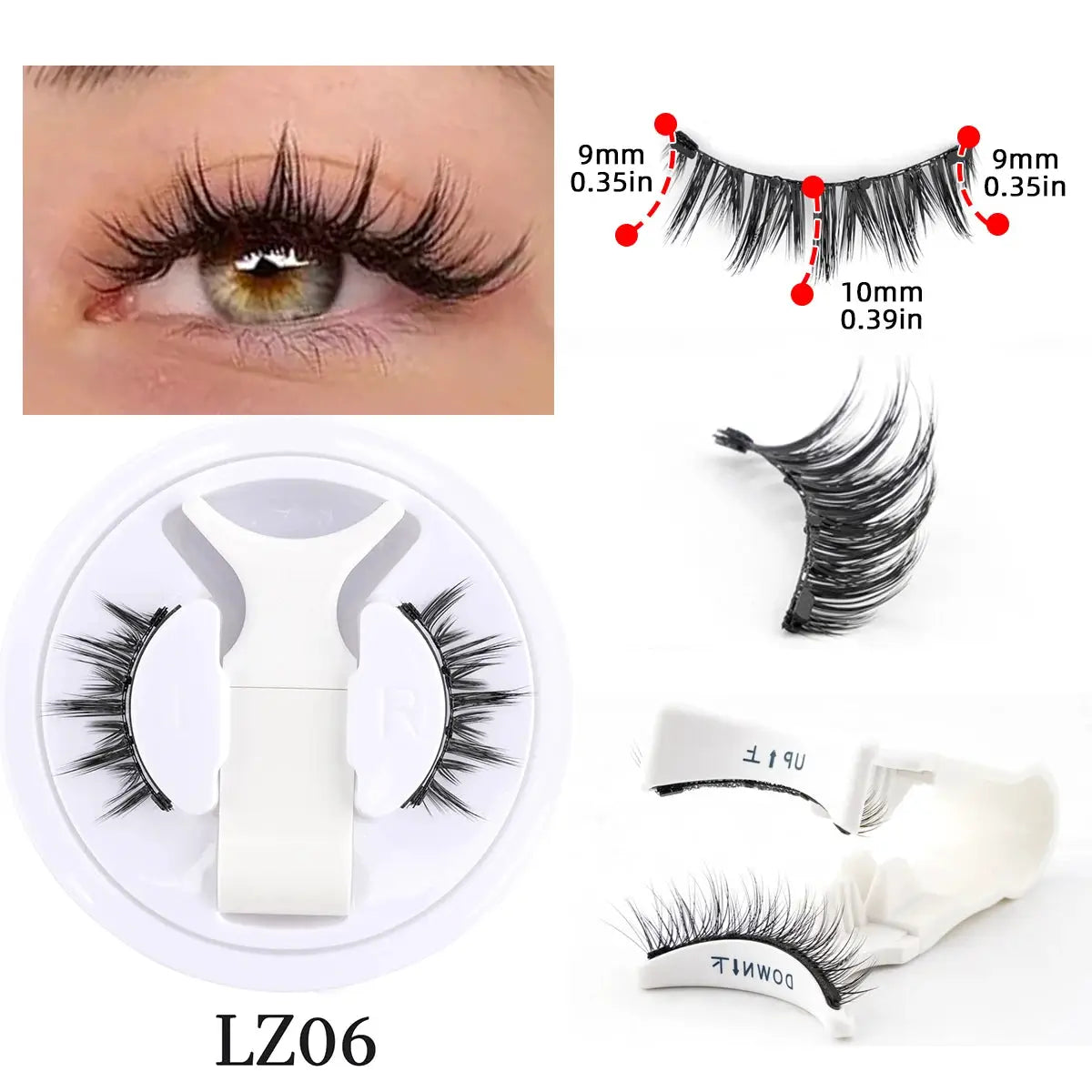 Magnetic Eyelashes Half Pair Handmade 3D Mink Reusable False Eyelashes Set Natural Long Look With Tweezers Tool
