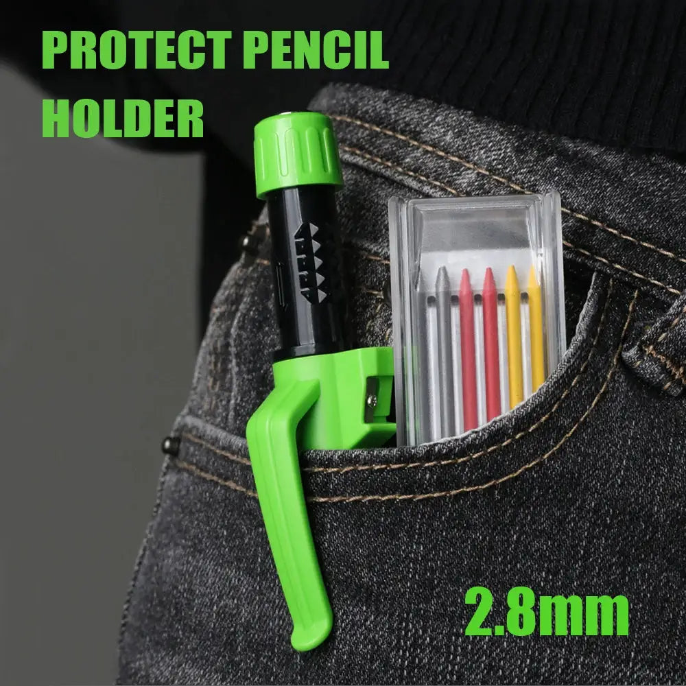 Simples Market professional 2.8mm woodworking pencil card set with 12 lead refills in green protective holder