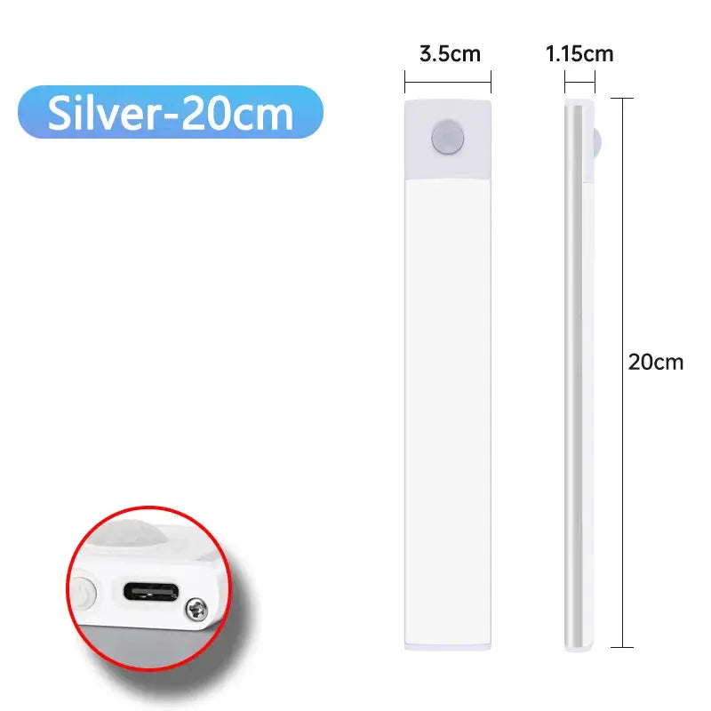USB Rechargeable Motion Sensor Night Light Wireless Under Cabinet LED Lamp For Kitchen Cabinets Wardrobe Bedroom